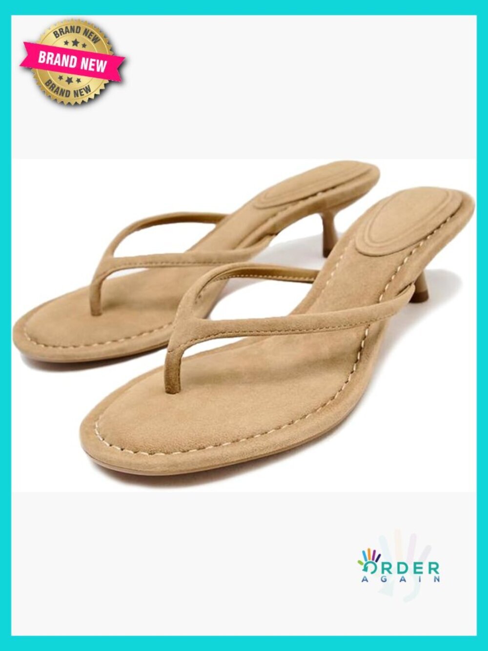 Kitten Heel Thong Sandals Memory Foam Comfort Supportive Sandals Summer